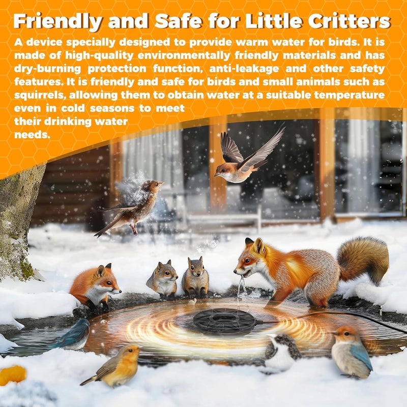 Loyala Bird Bath Heater, 70W Submersible Pond Deicer Bird Bath Deicer Birdbath Water Heater Thermostatic Control Power Saving for Outdoors in Winter (with Water Pump) - Image 5